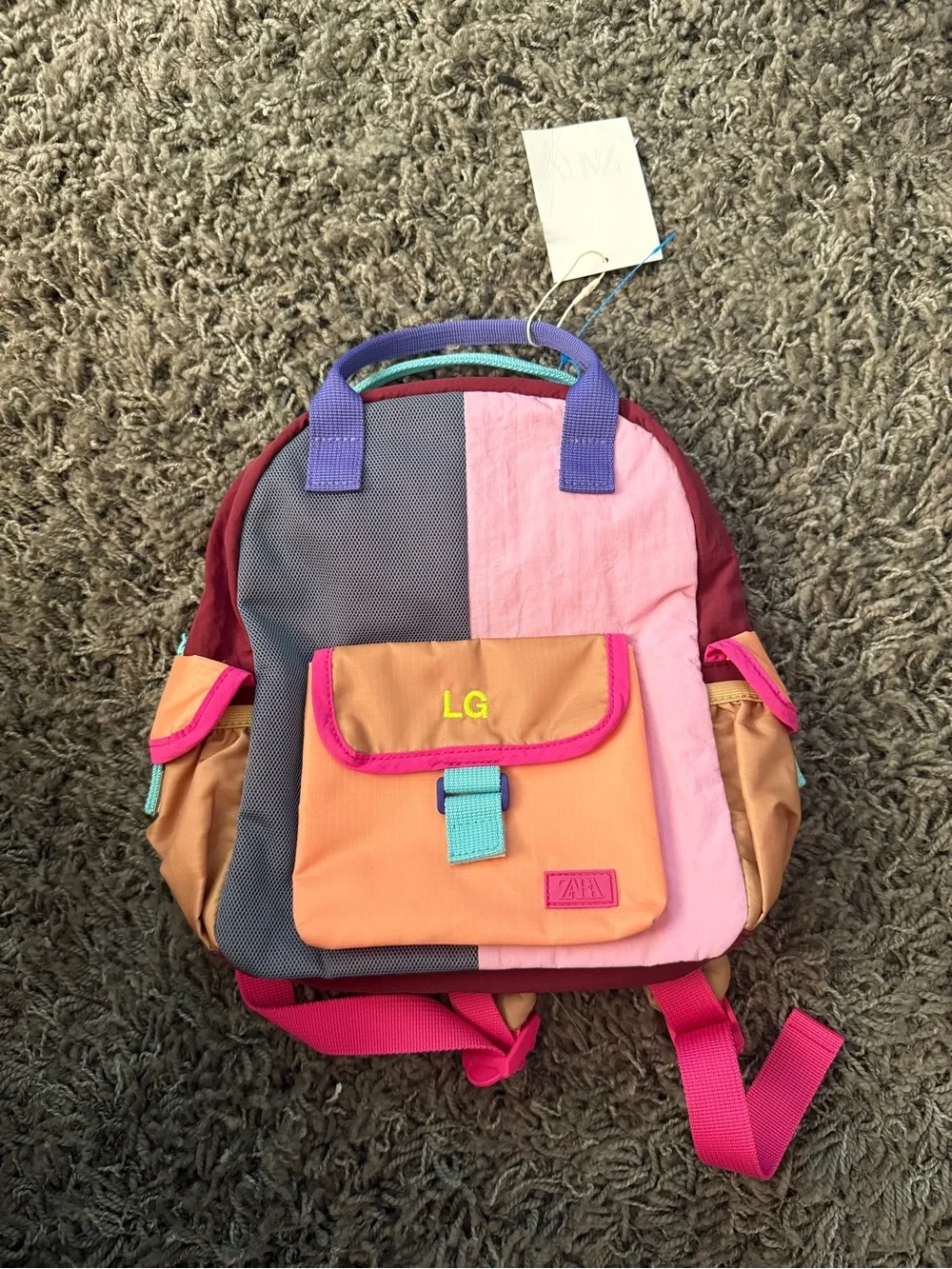 Zara Maroon & Turquoise Accent Mini Backpack